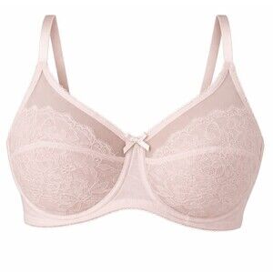 Wacoal Lace Underwire Bra Pastel Pink Mesh Unlined Romantic Feminine 36DD